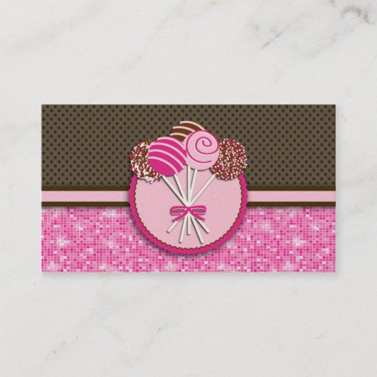 ピンク及びブラウンのケーキのポップ: 名刺 (正面)