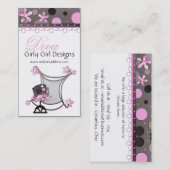 ピンク及びブラウンの女の子らしい女の子の花型女性歌手の名刺 名刺 (正面/裏面)