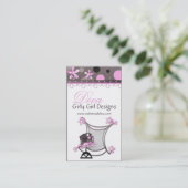 ピンク及びブラウンの女の子らしい女の子の花型女性歌手の名刺 名刺 (スタンド正面)