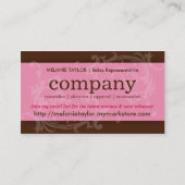 ピンク及びブラウンの広告宣伝カード 名刺 (裏面)