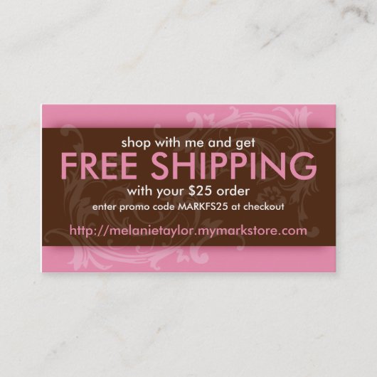 ピンク及びブラウンの広告宣伝カード 名刺 (正面)