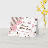 ピンク及びブラウンの歓迎された小さい新生児カード1枚 カード (黄色い花)