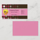 ピンク及びブラウンの点のシックな名刺 名刺 (正面/裏面)