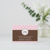 ピンク及びブラウンの点及びストライプなお母さんカード コーリングカード (スタンド正面)