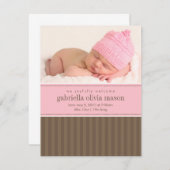 ピンク及びブラウンは|縞で飾ります 案内状 (正面/裏面)