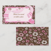 ピンク及びブラウンバルミツワーのテーブルの座席表 プレイスカード (正面/裏面)