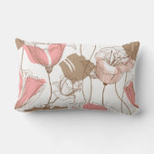 ピンク及びブラウンヴィンテージ花柄の枕 ランバークッション (裏面)