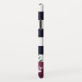 ピンク及びプラムバラ|のストライプのなモノグラムの Case-Mate iPhoneケース (裏面/右)