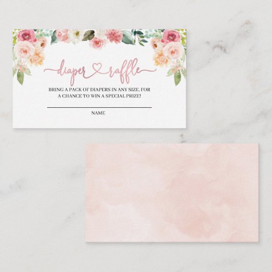 ピンク及びモモの花のおむつのラッフルのエンクロージャカード エンクロージャーカード (正面/裏面)