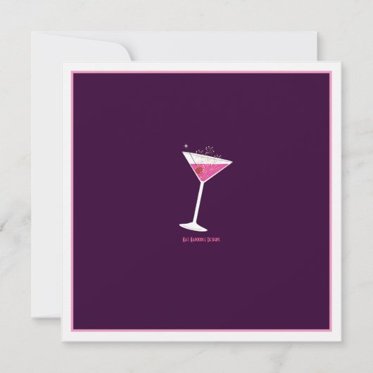 ピンク及びライムのマルティーニのバチェロレッテの招待状 招待状 (裏面)