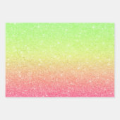 ピンク及びライムグリッター包装紙シート ラッピングペーパーシート (正面)