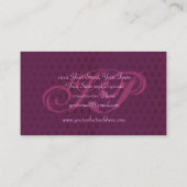 ピンク及びワインのダマスク織のモノグラムの名刺 名刺 (裏面)