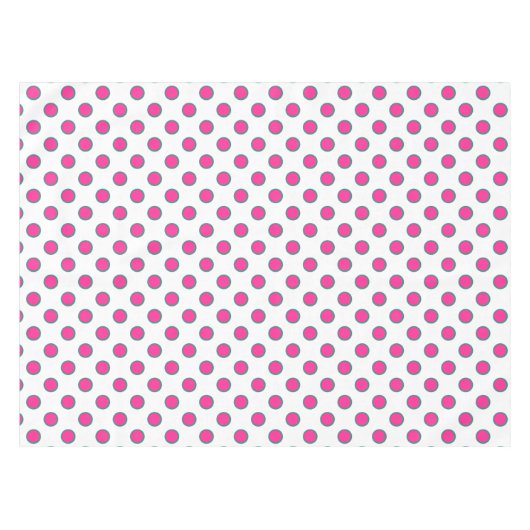 ピンク及び水の緑の円の点のテーブルクロス テーブルクロス (正面(横))