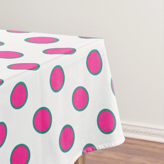 ピンク及び水の緑の円の点のテーブルクロス テーブルクロス (インサイチュ)