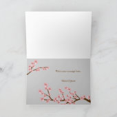 ピンク及び灰色の桜の春は感謝していしています サンキューカード (内部)