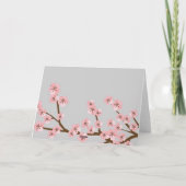 ピンク及び灰色の桜の春は感謝していしています サンキューカード (裏面)