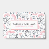 ピンク及び灰色の水彩画の花模様 バッジ (裏面)