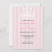 ピンク及び白いシャンデリアのストライプな招待状 招待状 (正面)