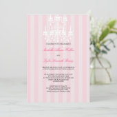 ピンク及び白いシャンデリアのストライプな招待状 招待状 (スタンド正面)