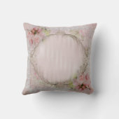 ピンク及び白いバラのビクトリアンなレースの金ゴールドフレーム クッション (裏面)