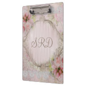 ピンク及び白いバラのビクトリアンなレースの金ゴールドフレーム クリップボード (左)