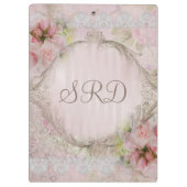 ピンク及び白いバラのビクトリアンなレースの金ゴールドフレーム クリップボード (裏面)