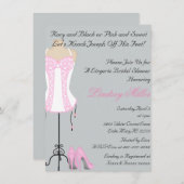 ピンク及び白いランジェリーのブライダルシャワーの招待状 招待状 (正面/裏面)