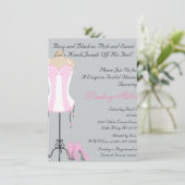 ピンク及び白いランジェリーのブライダルシャワーの招待状 招待状 (スタンド正面)