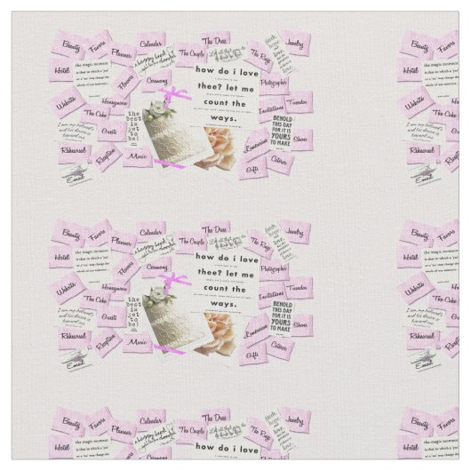 ピンク及び白い結婚式のお祝いの綿織物 ファブリック (クローズアップ)