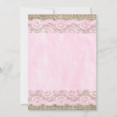 ピンク及び白く素朴なレースの結婚式招待状 招待状 (裏面)