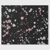 ピンク及び白のペンキの（ばちゃばちゃ）跳ねる ラッピングペーパー (フラット)