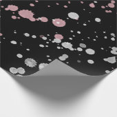 ピンク及び白のペンキの（ばちゃばちゃ）跳ねる ラッピングペーパー (角)