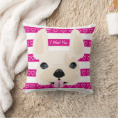 ピンク及び白IのWoof装飾的な枕! クッション (ブランケット)