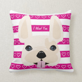 ピンク及び白IのWoof装飾的な枕! クッション