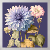 ピンク及び紫のヴィンテージフローラ ポスター (正面)