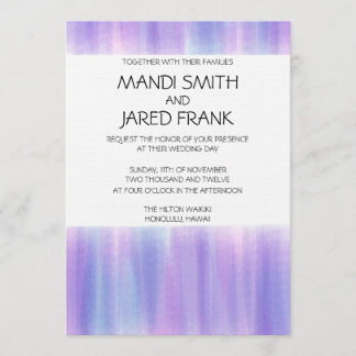 ピンク及び紫の水彩結婚式招待状 招待状