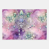 ピンク及び紫の魅惑華美的な装飾紙 ラッピングペーパーシート (正面3)
