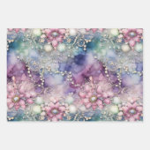 ピンク及び紫の魅惑華美的な装飾紙 ラッピングペーパーシート (正面)