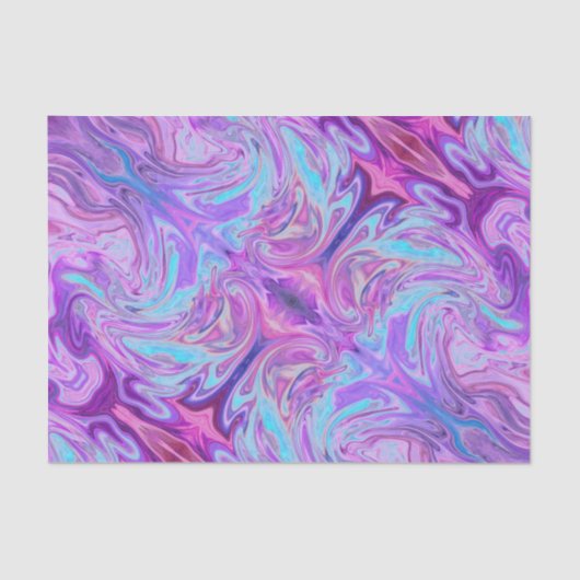 ピンク及び紫色のサイケデリックで抽象的な油の渦巻の芸術 薄葉紙 (正面)