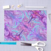 ピンク及び紫色のサイケデリックで抽象的な油の渦巻の芸術 薄葉紙 (クラフト)