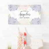 ピンク及び紫色のシャクヤクのベビーシャワーのパーティー 横断幕 (インサイチュ)