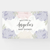 ピンク及び紫色のシャクヤクのベビーシャワーのパーティー 横断幕 (横)