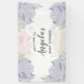 ピンク及び紫色のシャクヤクのベビーシャワーのパーティー 横断幕 (縦)