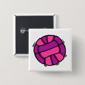 ピンク及び紫色のバレーボール 缶バッジ (正面&裏面)