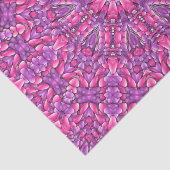 ピンク及び紫色のヴィンテージのフラクタルの万華鏡のように千変万化するパターン 薄葉紙 (詳細)