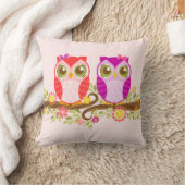 ピンク及び紫色の女の子のフクロウ-カスタムな装飾用クッション クッション (ブランケット)