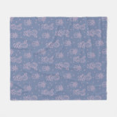 ピンク及び紫色の漫画のサボテンパターン フリースブランケット (正面(横))