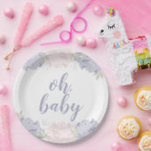 ピンク及び紫色の花のシャクヤクのOhベビーのベビーシャワー ペーパープレート (パーティー)