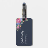 ピンク及び紫色モノグラムを開花します ラゲッジタグ (裏面縦)