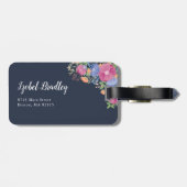 ピンク及び紫色モノグラムを開花します ラゲッジタグ (裏面横)